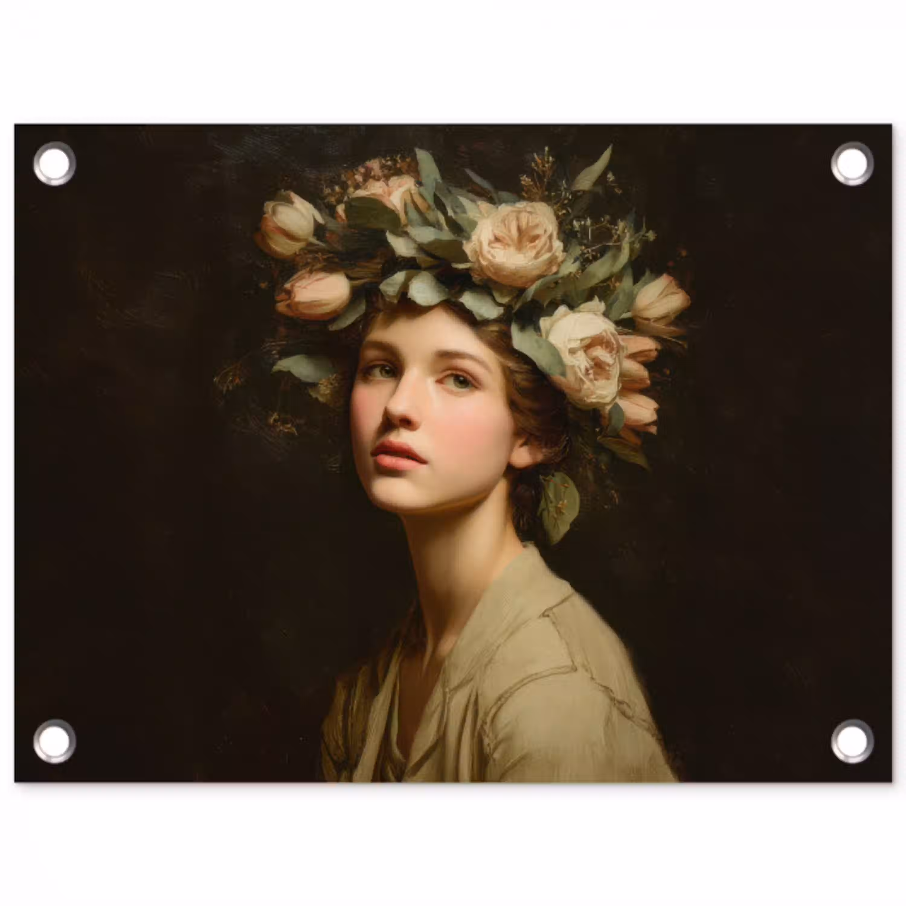 Bloemenstilte - Vrouw - Portret tuinposter los doek klein -3d