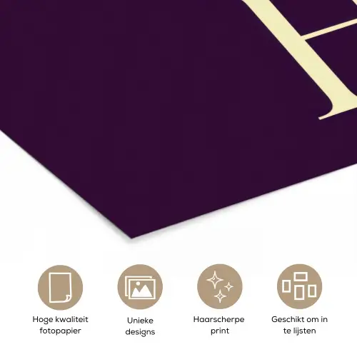 Oh hi - Paars - Minimalistisch poster papier klein -closeup_NL