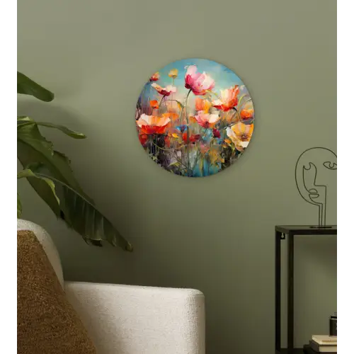 Bloemen - Watercolor - Kunst - Botanisch - Natuur Wandcirkel kunststof plaat 5mm dik klein -sfeer3