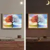 Seizoenen - Kunst - Boom - Winter - Herfst Light Box met batterij (Wandlamp) middel -sfeer3