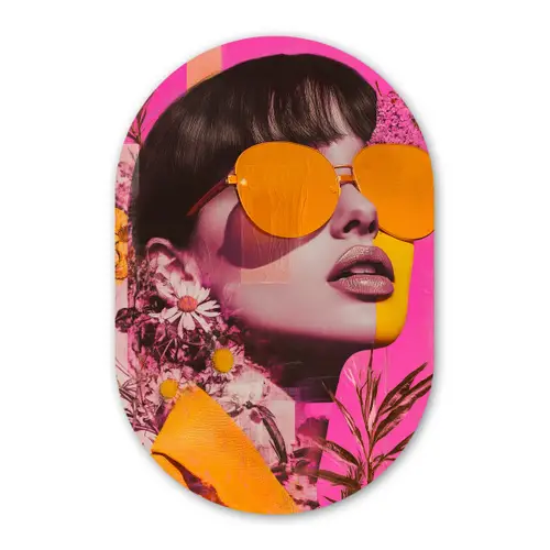 Zonnebril - Oranje - Vrouw - Planten Wandcirkel Ovaal Glas middel -3d