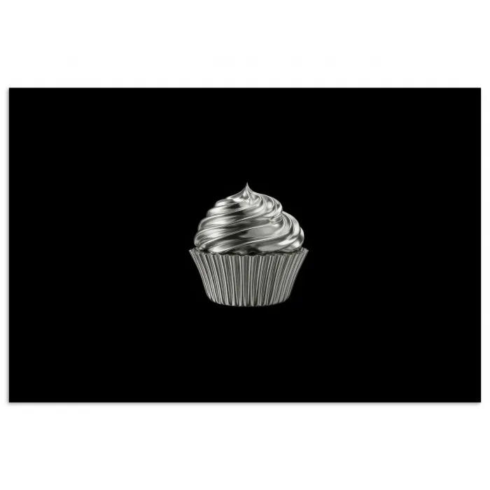 Cupcake - Luxueus - Zilver poster papier klein -3d
