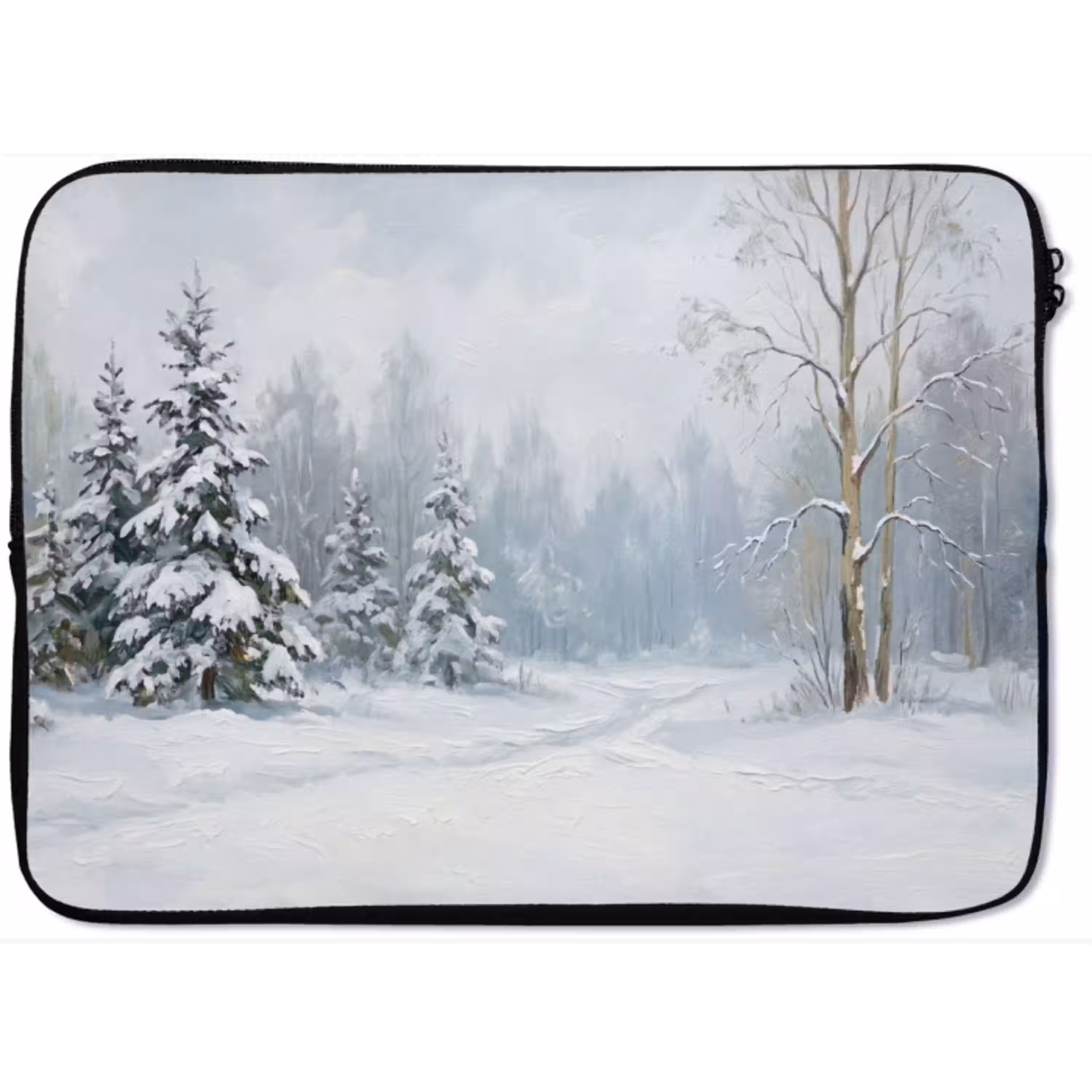 Bospad - Dennen - Sneeuw - Winter - Rustgevend laptophoes neopreen klein -zkaufland3dotto