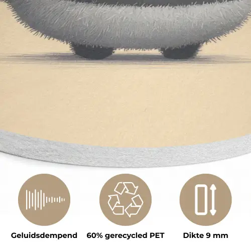 Panda - Beige - Minimalistisch Akoestische PET Vilt - Rond klein -closeup_NL