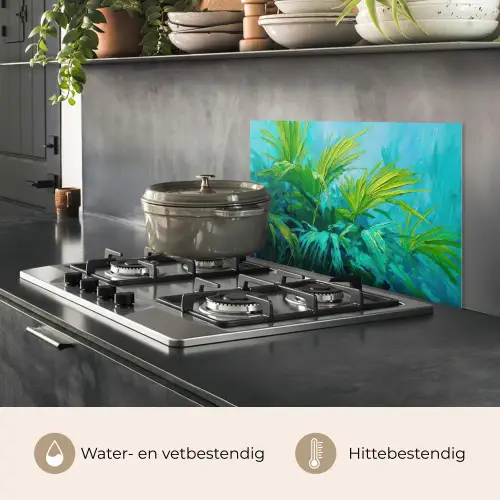Bladeren - Groen - Schilderij - Abstract keuken achterwand spatscherm klein -usp_NL