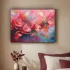 Bloemen - Roze - Natuur- Kunst - Abstract Textielframe zwart klein -sfeer1