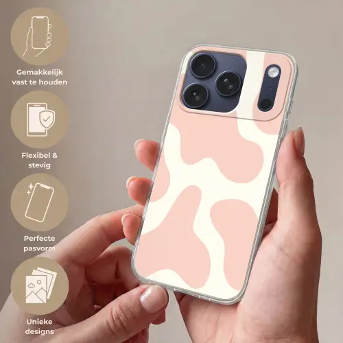 Vlekken - Wit - Roze - Patronen - Minimalistisch Telefoonhoesje iPhone 17 Pro klein -sfeer3_NL