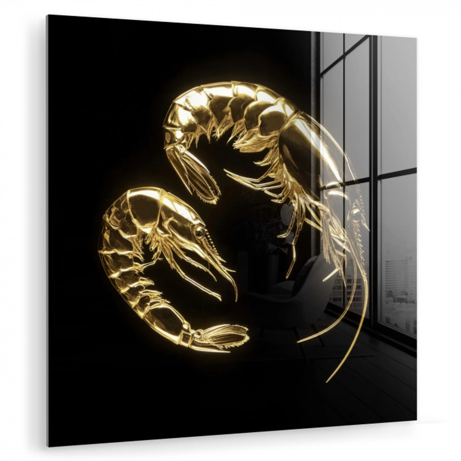 Garnalen - Zwart - Goud - Dieren plexiglas 5mm klein -zzzproduct_nieuw
