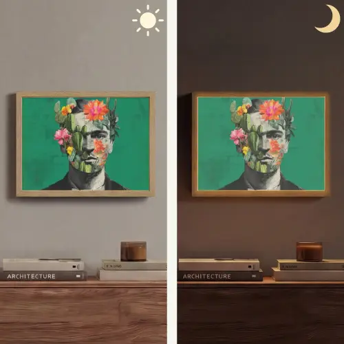 Man - Planten - Groen Light Box met batterij (Wandlamp) middel -sfeer3