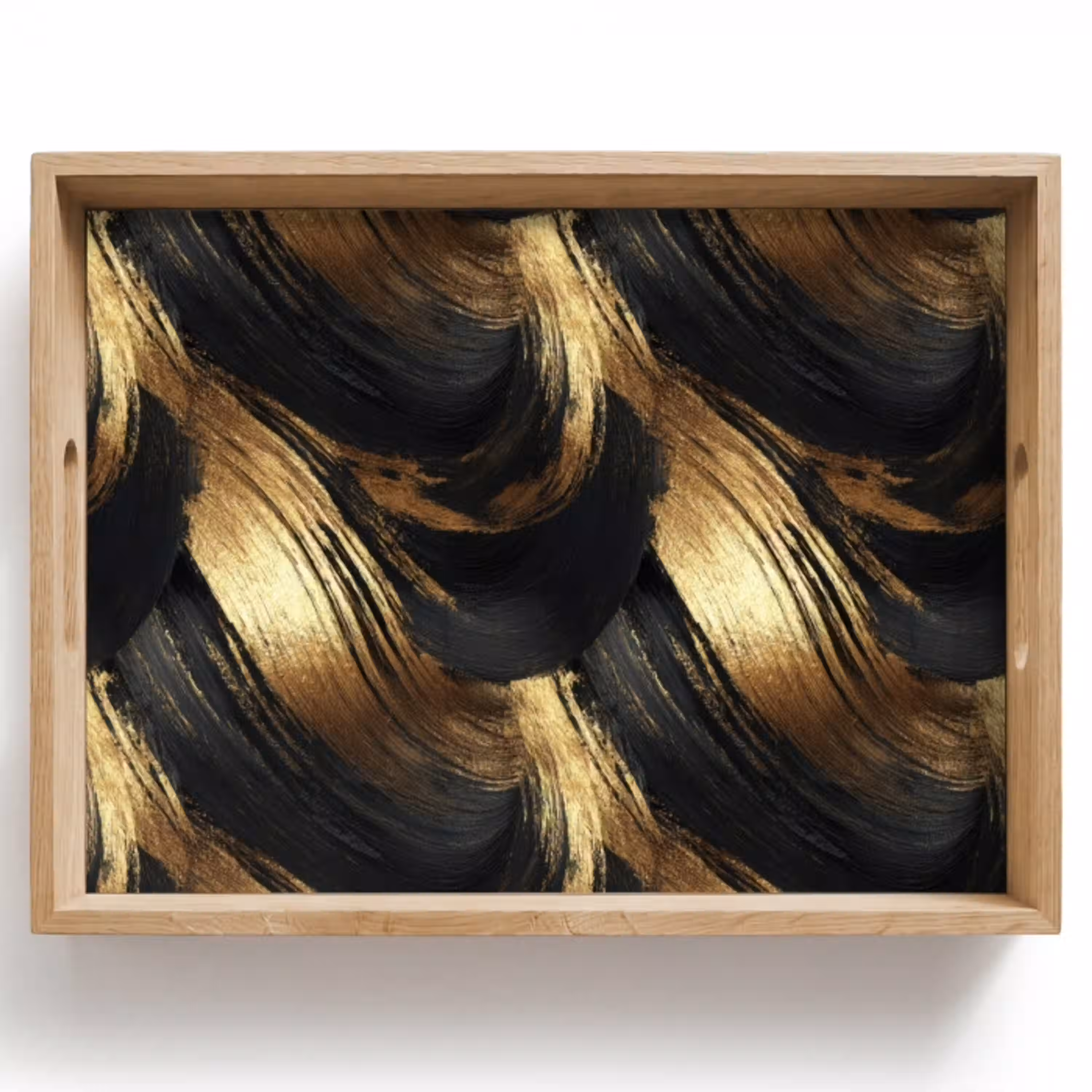 Verfstreken - Abstract - Goud - Zwart Dienblad Rechthoek middel 911 -z3d_shopping