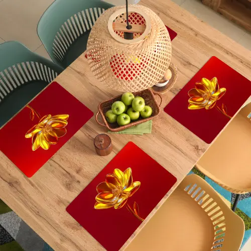 Bloem - Goud - Glazen Placemat vinyl groot -zzsfeer5_Kitchenyeah-website