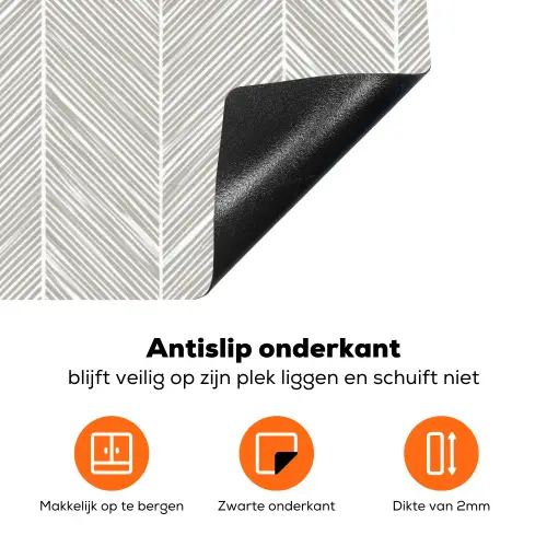 Klassiek - Visgraat - Grijs Inductie beschermer vinyl 3mm klein 276 -zzzzzzz-td-onderkant