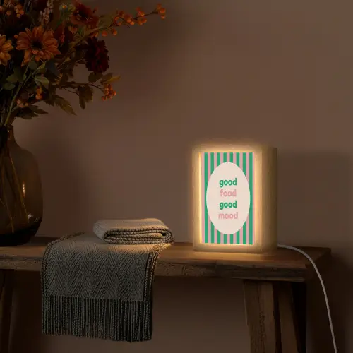 Gestreept - Quote - Ovaal - Roze Light Box met kabel (Wandlamp) klein -sfeer4