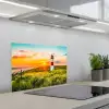Vuurtoren - Natuur - Zon - Landschap - Gras - Strand - Zee keuken achterwand spatscherm klein -3d_schuin