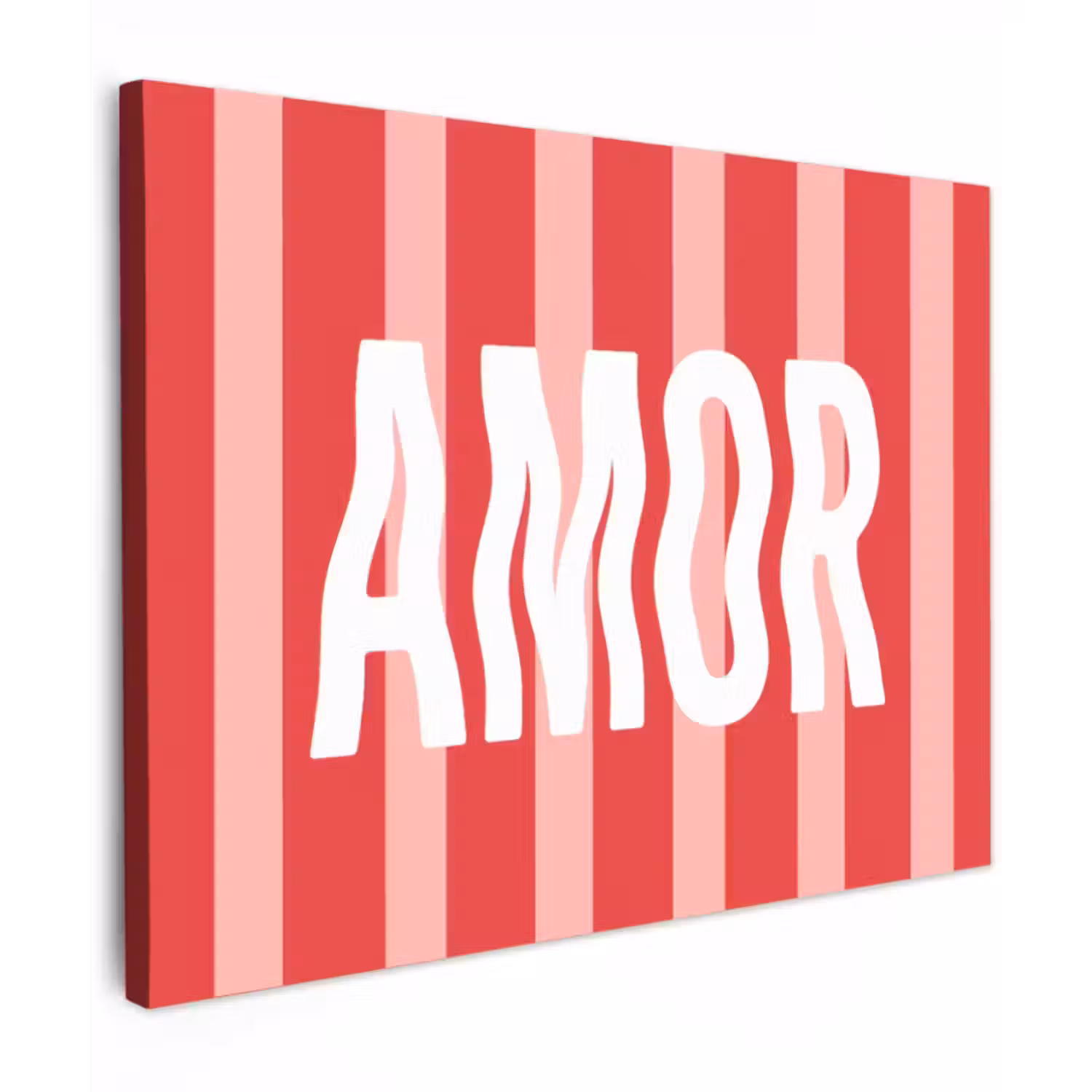 Canvas schilderij - Amor - Strepen - Rood - Roze