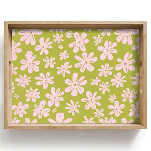 Bloemen - Roze - Getekend - Patroon Dienblad Rechthoek middel -z3d_shopping