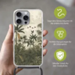 Papagaaien - Jungle - Tropisch - Green Hoesje iPhone 16 Pro Max met koord klein -sfeer2_DE