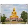 Boeddha - Buddha beeld - Goud - Religie tuinposter los doek klein -3d