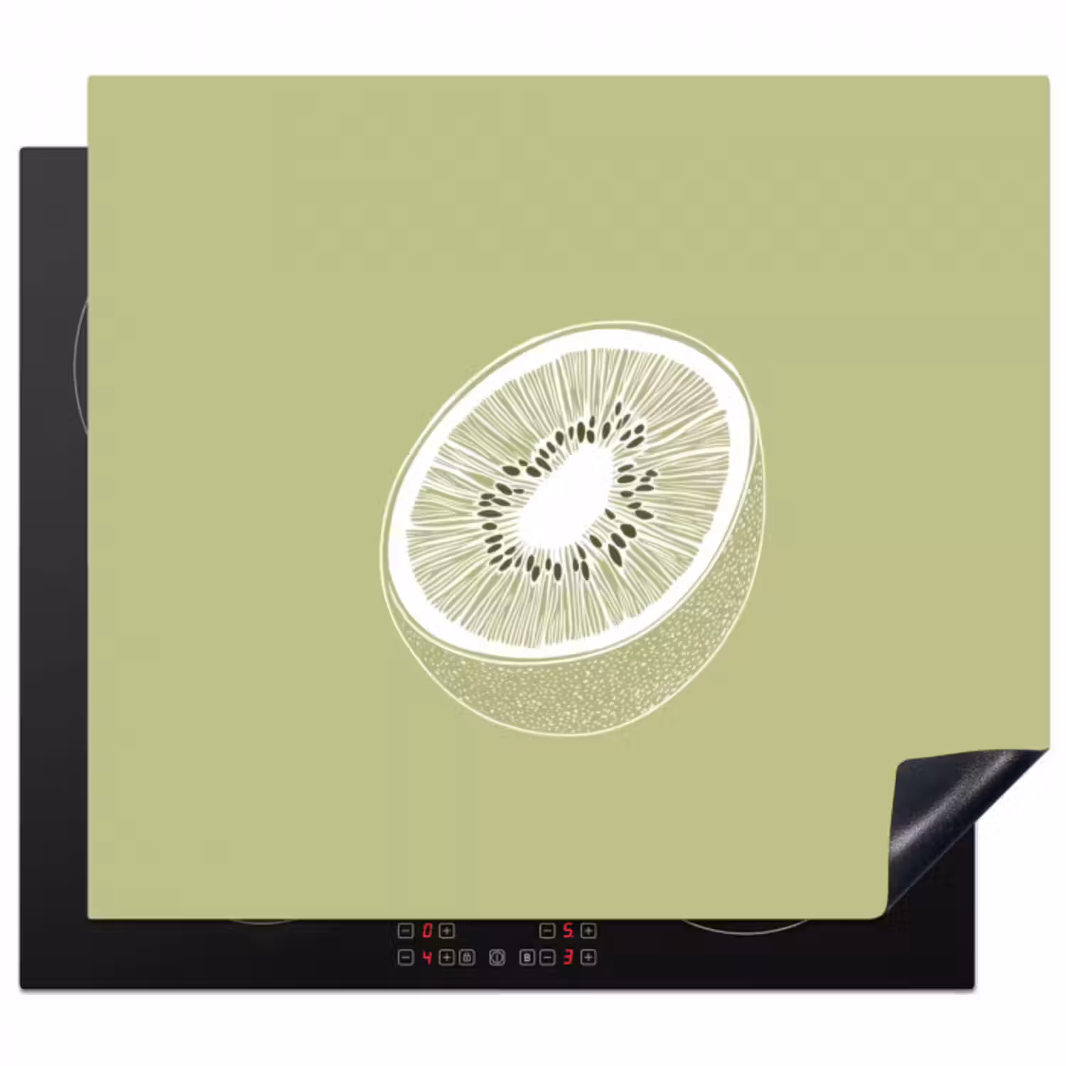 Herdabdeckplatte - Kiwi - Strichzeichnung - Minimalistisch - Grün