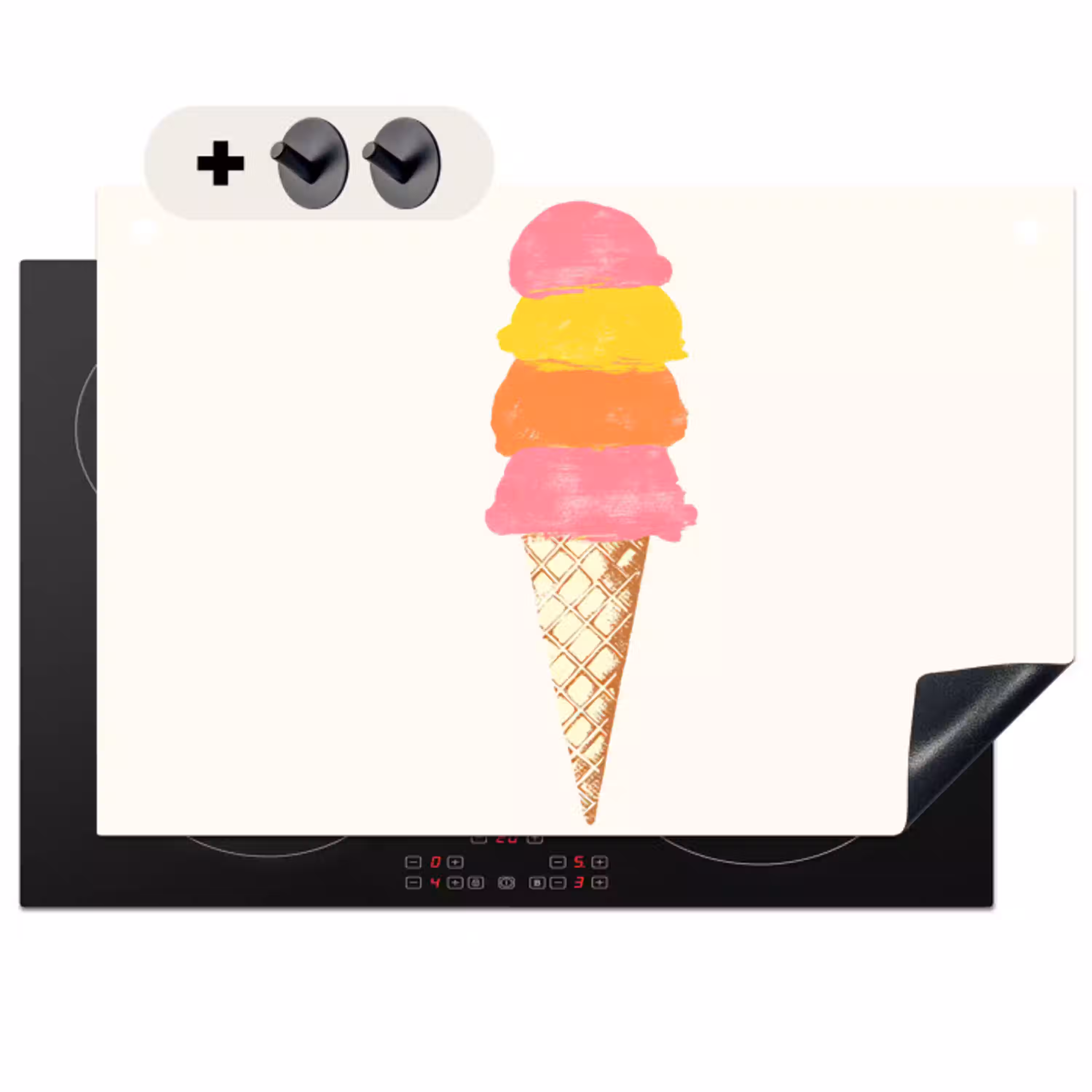 Schepijs - Hoorntje - Illustratie - Minimalistisch Inductie beschemer met haakjes klein -3d