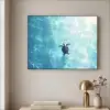 Schildpad - Zee - Blauw - Schittering Textielframe zwart klein -sfeer2