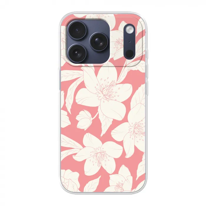 Bloemen - Patroon - Roze - Wit Telefoonhoesje iPhone 17 Pro klein -3d