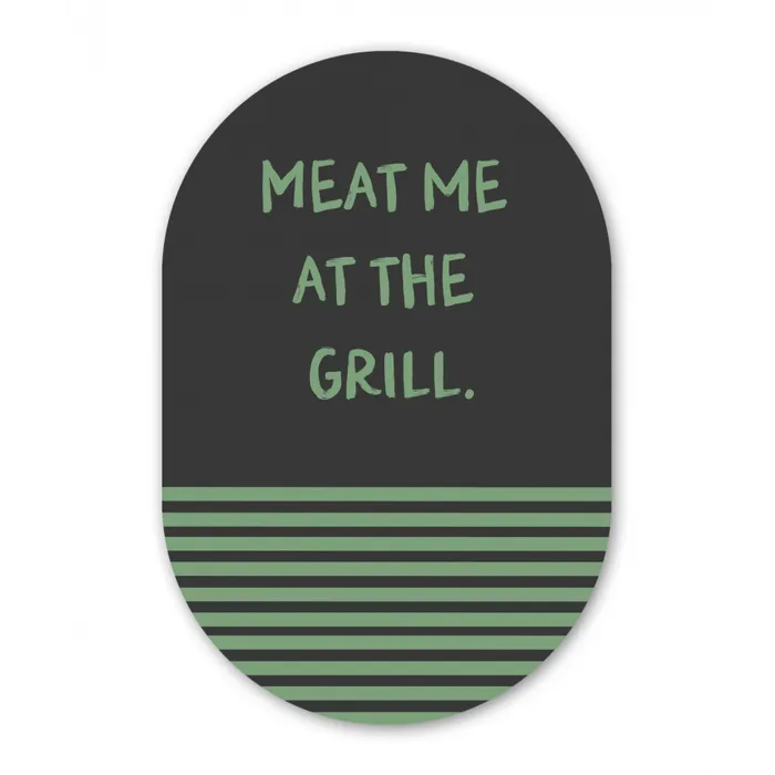 Quote - Groen - Grill - Zomer Wandcirkel Ovaal Glas middel -3d