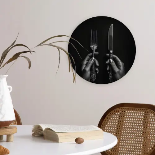 Bestek - Zwart - Wit Wandcirkel plexiglas klein -sfeer4