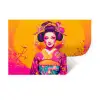 Bloemen - Vrouw - Kimono - Roze Muursticker klein -3d