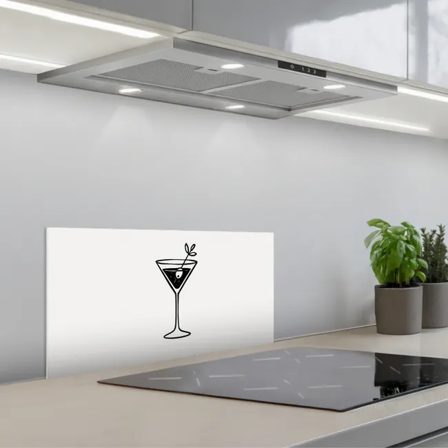 Cocktail - Glas - Olijf - Minimalistisch keuken achterwand spatscherm klein -3d_schuin