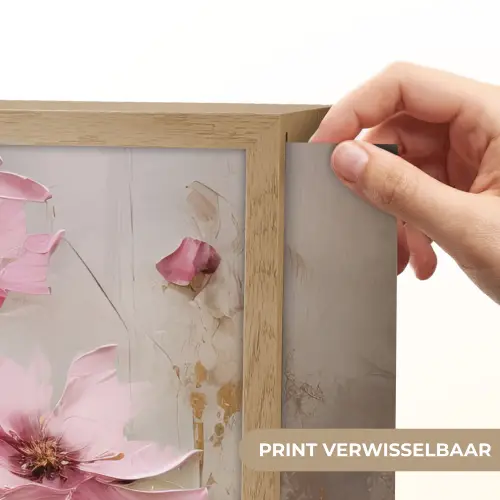 Bloemen - Roze - Kunst - Watercolor Light Box met batterij (Wandlamp) middel -USP_websiteprintNL