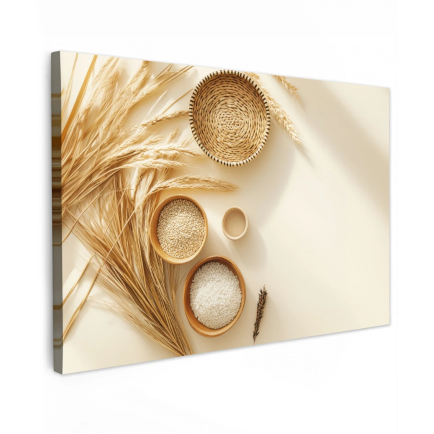 Granen - Hout - Kom - Beige Tuinposter op houten frame 2 cm dik klein -3d