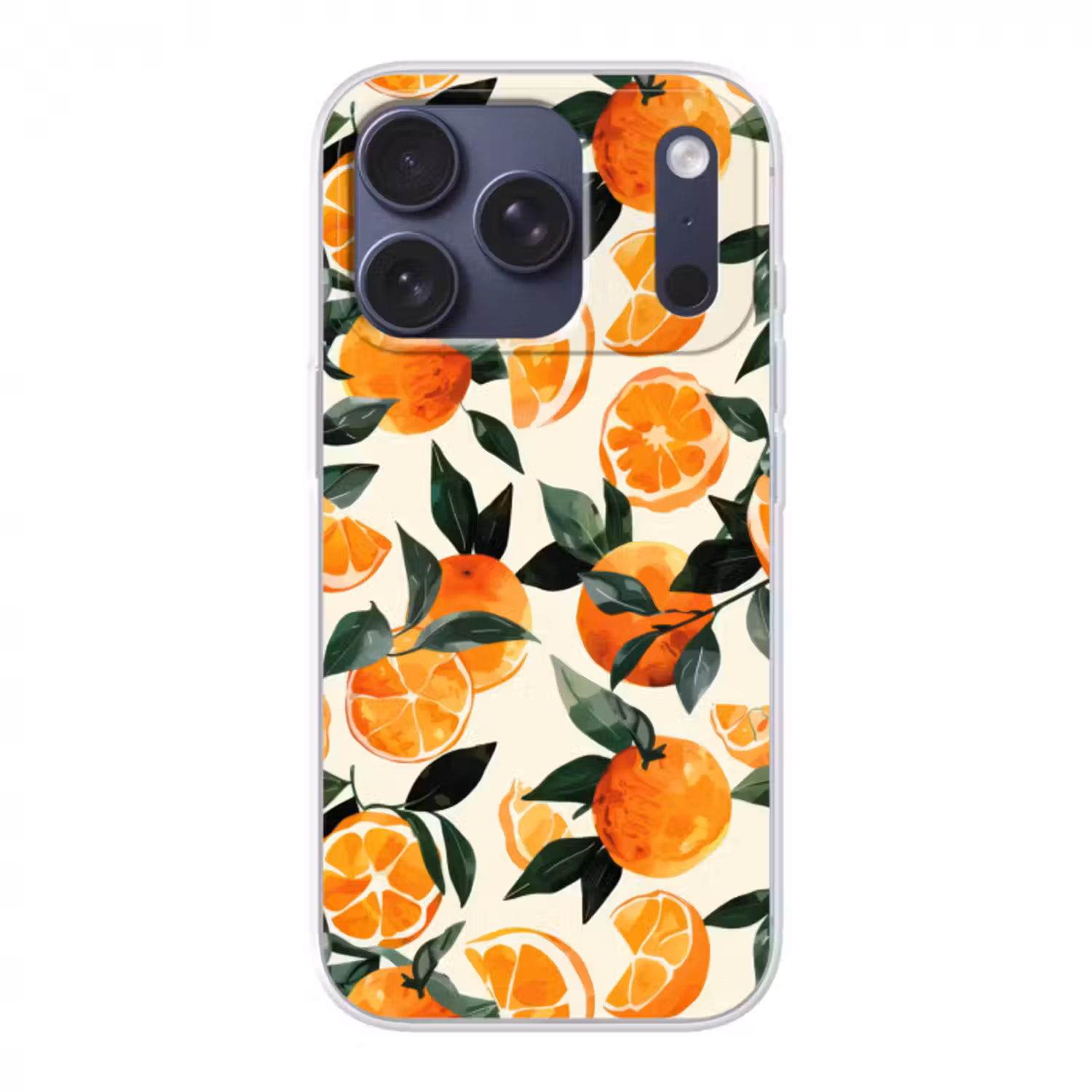 Handyhülle - Orangen - Früchte - Blätter - Orange - Grün - Beige