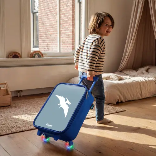 Blauw met Pteranodon dino Kinderkoffer - Blauw klein -sfeer1