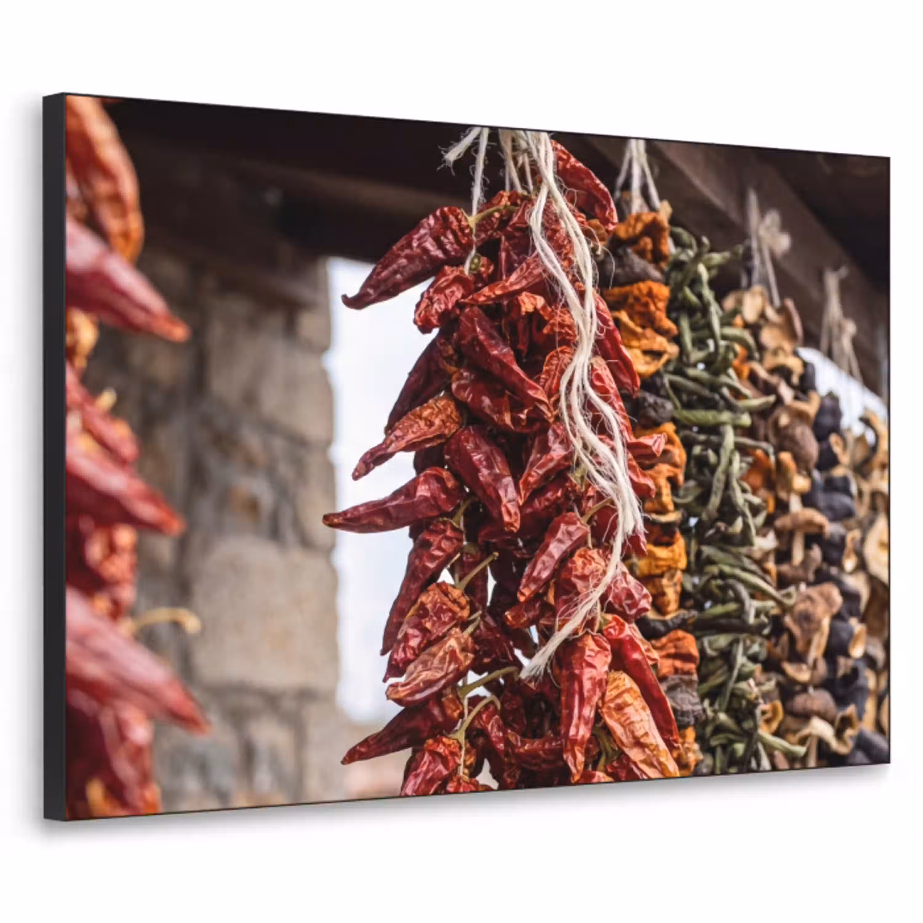 Rode pepers - Eten Textielframe zwart klein -3d