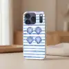 Vier schelpen - Blauw - Wit - Strepen Telefoonhoesje iPhone 17 Pro klein -sfeer2
