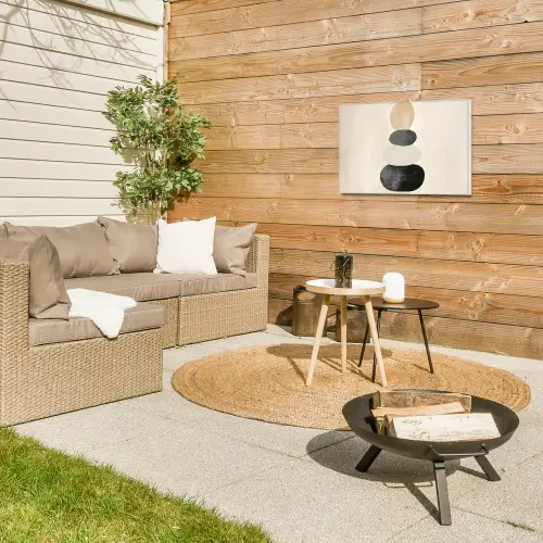 Japandi - Wabi sabi - Beige Tuinposter op houten frame 2 cm dik klein -sfeer2