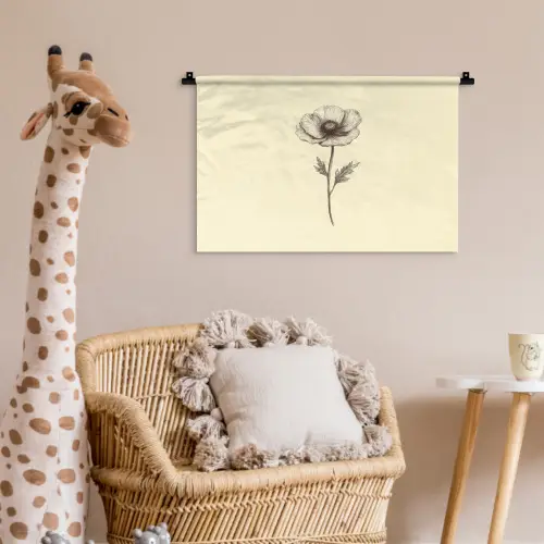 Klaproos - Illustratie - Zwart Wandkleed katoen klein -wsfeer5_kind