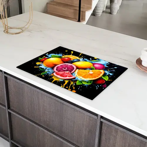Fruit - Graffiti - Kleurrijk - Sinaasappel - Aardbei - Abstract Inductie beschermer vinyl 3mm klein -sfeer8