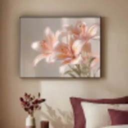 Lelies - Meeldraden - Roze - Wazig Textielframe zwart klein -sfeer1