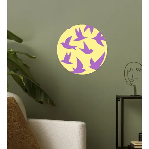 Vogels - Cirkel - Geel - Beweging Wandcirkel behangsticker klein -sfeer2