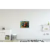 Vrouw - Bloemen - Oranje - Blauw - Modern textielposter latten blank klein -kinderkamer