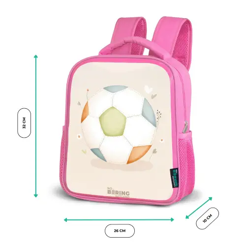 Voetbal in beige pastel kleuren Kinderrugzak - Roze middel -productfoto_formaten