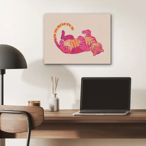 Tijger - Roze - Oranje PET vilt klein -sfeer5