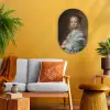 Portret van een meisje in het blauw - Schilderij van Johannes Cornelisz. Verspronck Wandcirkel Ovaal Forex klein -sfeer4