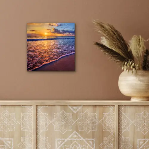 Zee - Strand - Zonsondergang - Wolken - Horizon aluminium wit klein -sfeer4
