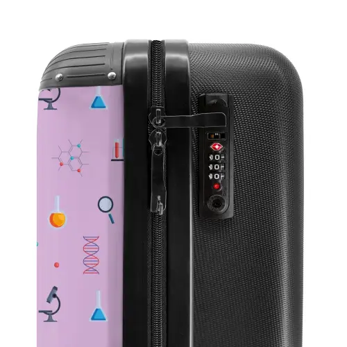 Laboratorium en wetenschapspatroon op paarse achtergrond NBS - Handbagage koffer - Kinderen Unisex middel -slot