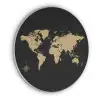 Wereldkaart - Beige - Zwart Akoestische PET Vilt - Rond klein -3d