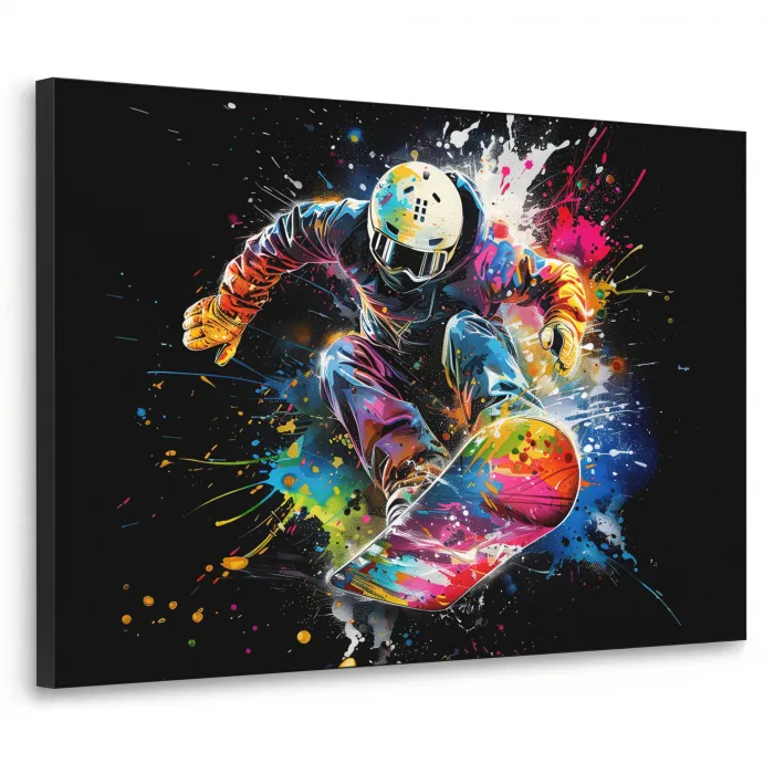 Graffiti - Sport - Snowboarden - Wintersport Textielframe zwart klein -3d