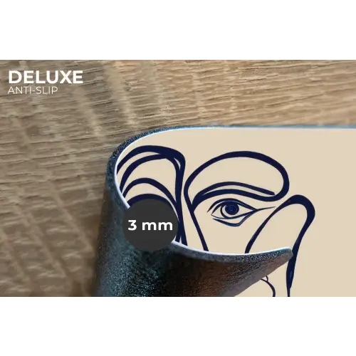 Minimalistisch - Lijnillustratie - Beige - Donkerblauw Placemat vinyl groot -closeup